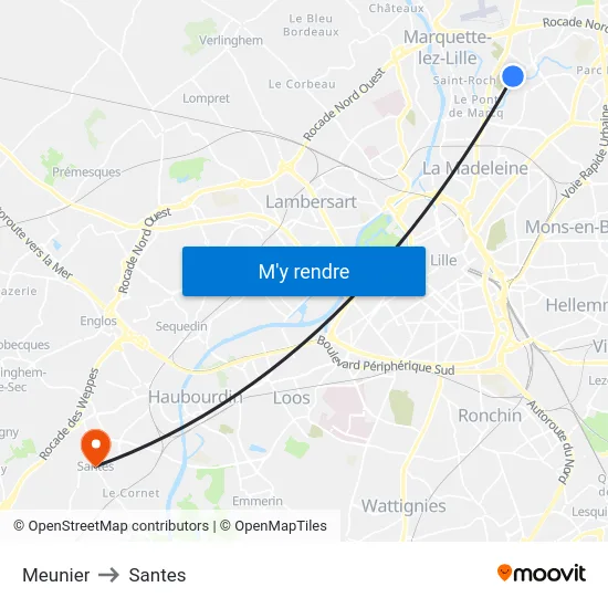 Meunier to Santes map