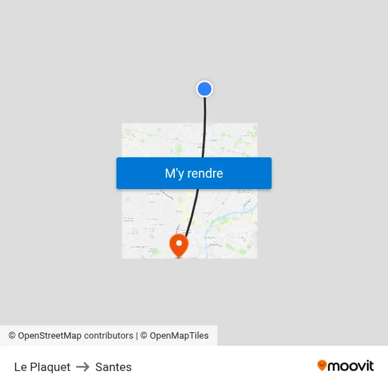 Le Plaquet to Santes map