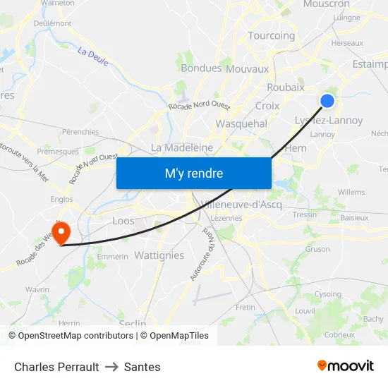 Charles Perrault to Santes map