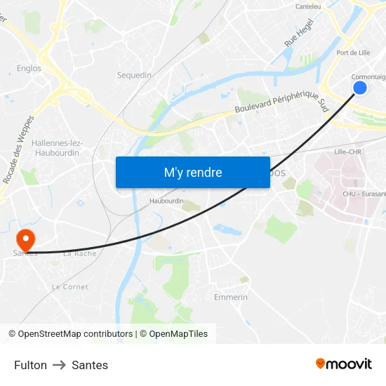 Fulton to Santes map