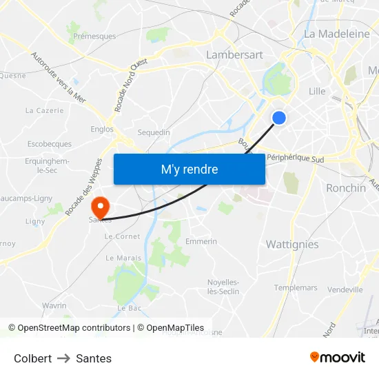 Colbert to Santes map