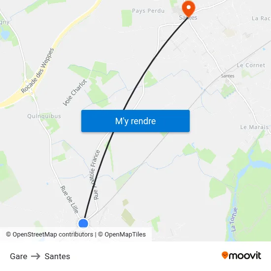 Gare to Santes map