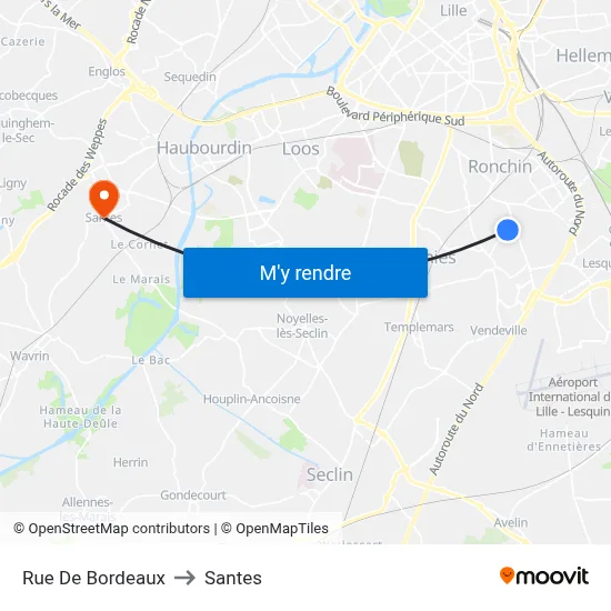 Rue De Bordeaux to Santes map