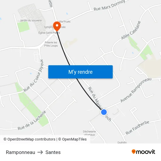 Ramponneau to Santes map