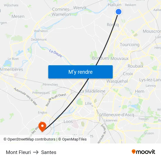 Mont Fleuri to Santes map