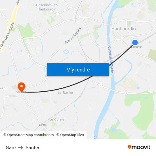 Gare to Santes map