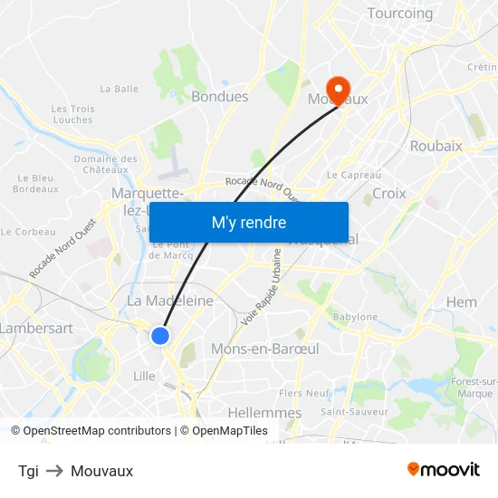 Tgi to Mouvaux map