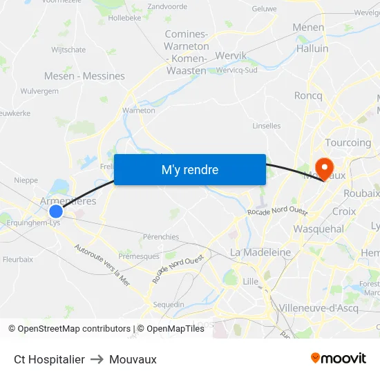 Ct Hospitalier to Mouvaux map