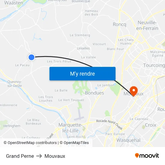 Grand Perne to Mouvaux map
