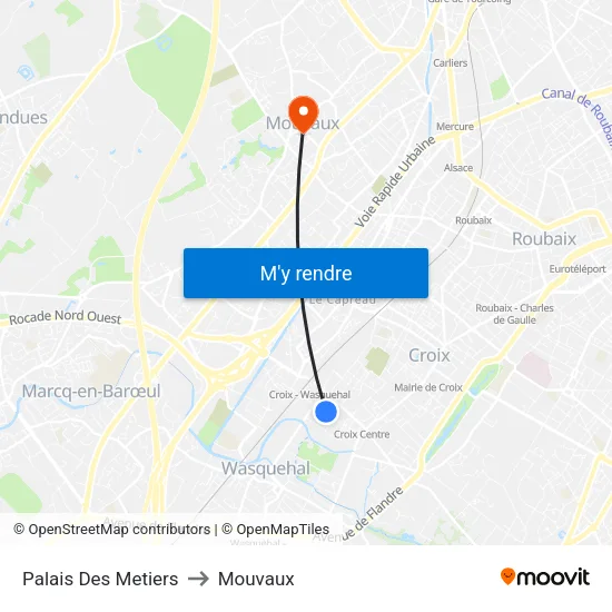 Palais Des Metiers to Mouvaux map