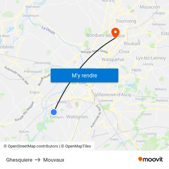 Ghesquiere to Mouvaux map