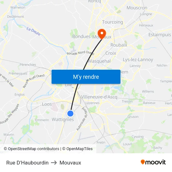 Rue D'Haubourdin to Mouvaux map