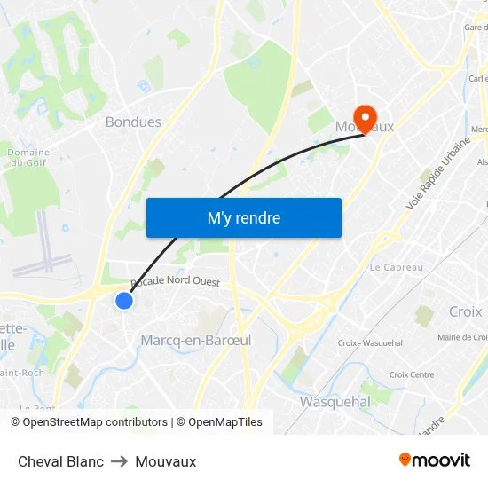 Cheval Blanc to Mouvaux map