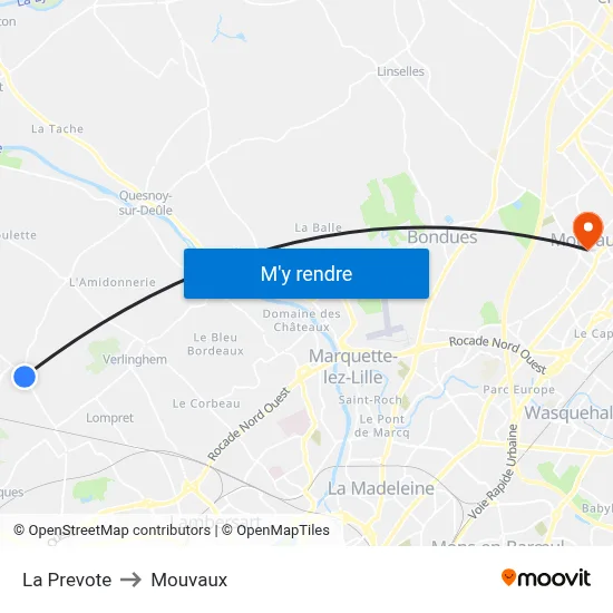 La Prevote to Mouvaux map
