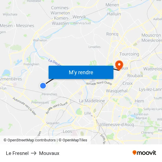 Le Fresnel to Mouvaux map