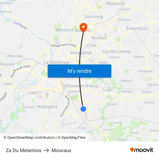 Za Du Melantois to Mouvaux map