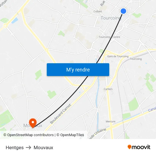 Hentges to Mouvaux map
