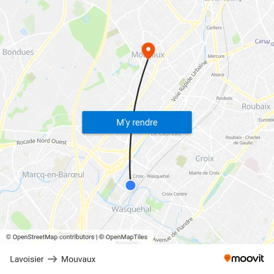 Lavoisier to Mouvaux map