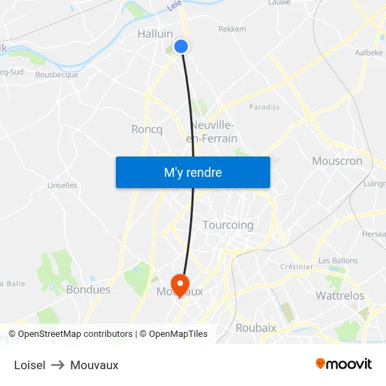 Loisel to Mouvaux map