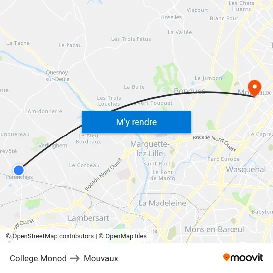 College Monod to Mouvaux map