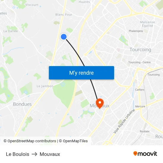 Le Boulois to Mouvaux map