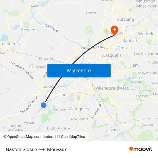 Gaston Slosse to Mouvaux map