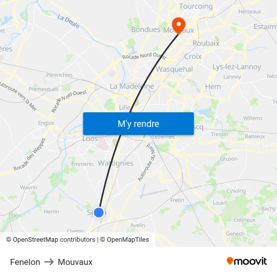 Fenelon to Mouvaux map