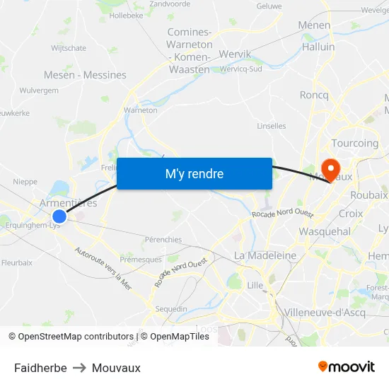 Faidherbe to Mouvaux map