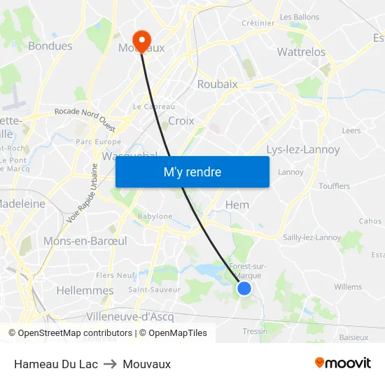 Hameau Du Lac to Mouvaux map