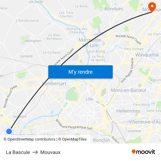 La Bascule to Mouvaux map