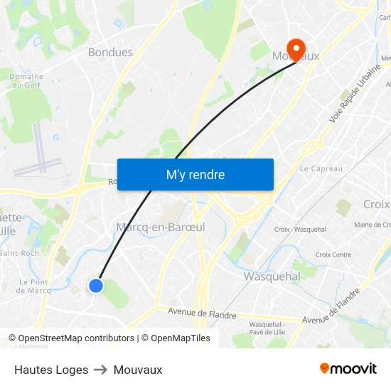 Hautes Loges to Mouvaux map