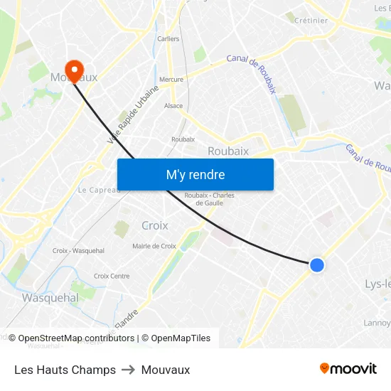 Les Hauts Champs to Mouvaux map