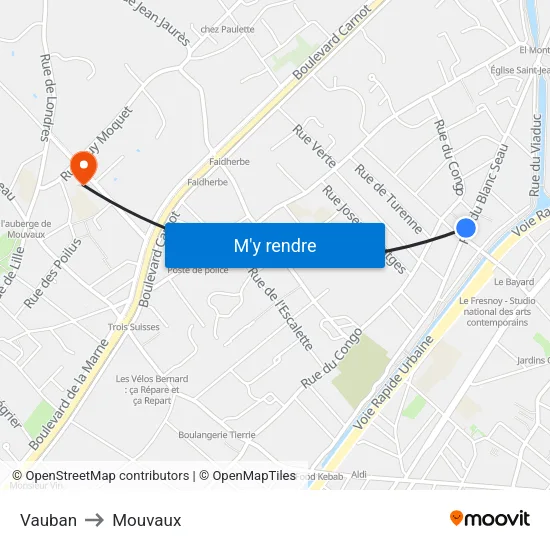Vauban to Mouvaux map