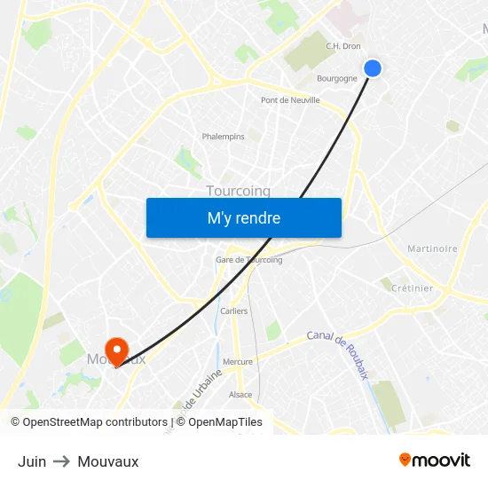 Juin to Mouvaux map