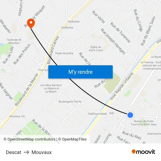 Descat to Mouvaux map