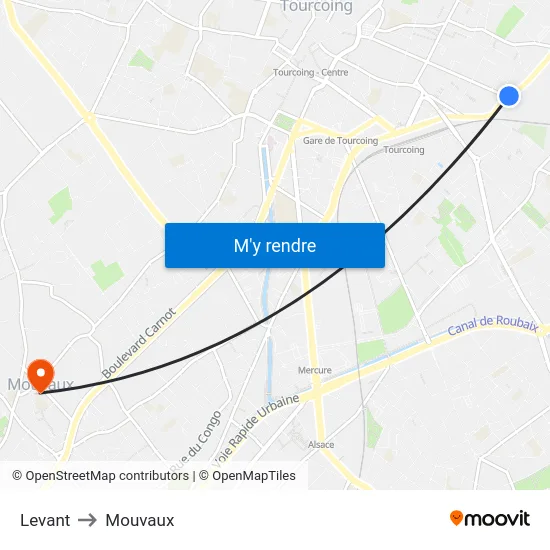 Levant to Mouvaux map
