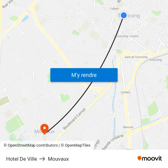 Hotel De Ville to Mouvaux map