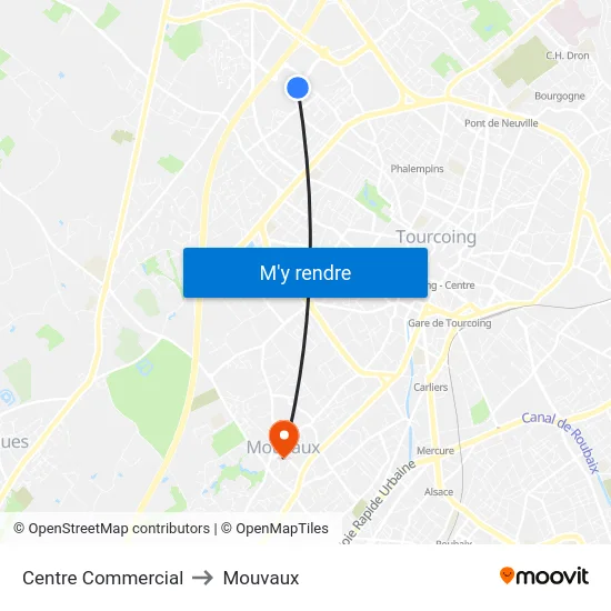 Centre Commercial to Mouvaux map