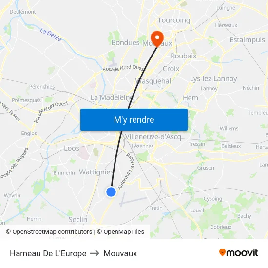 Hameau De L'Europe to Mouvaux map