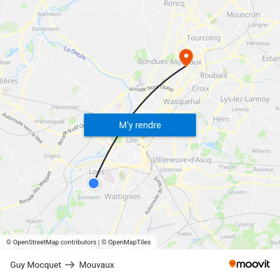 Guy Mocquet to Mouvaux map