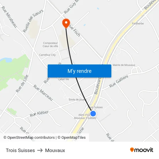 Trois Suisses to Mouvaux map
