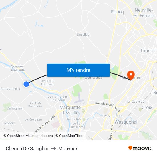 Chemin De Sainghin to Mouvaux map