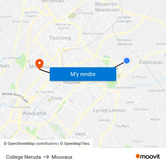 College Neruda to Mouvaux map