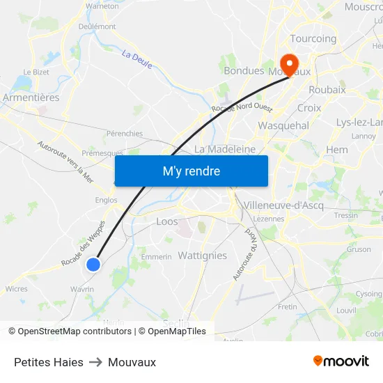Petites Haies to Mouvaux map