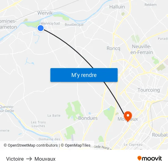 Victoire to Mouvaux map