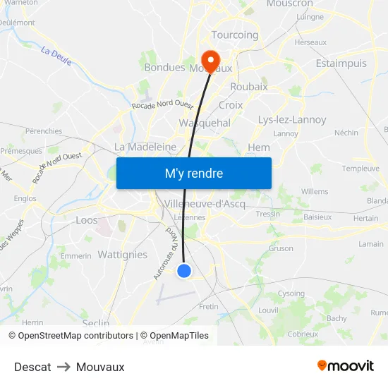 Descat to Mouvaux map