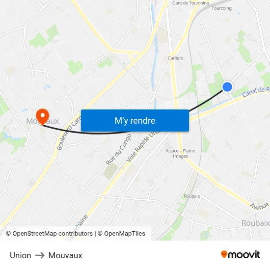 Union to Mouvaux map