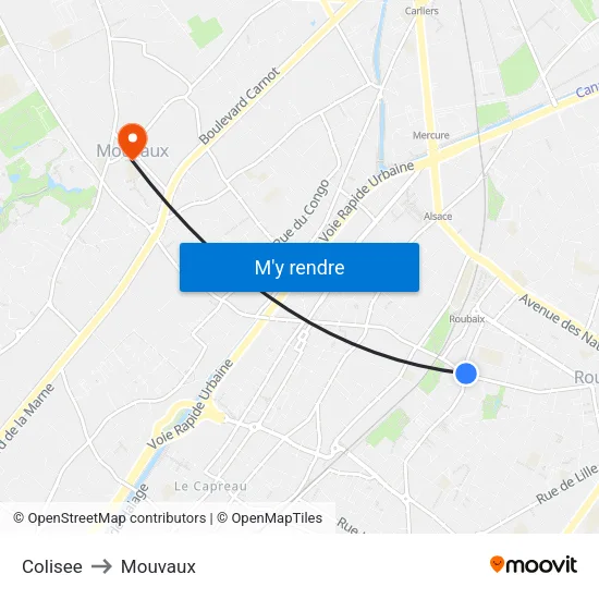 Colisee to Mouvaux map
