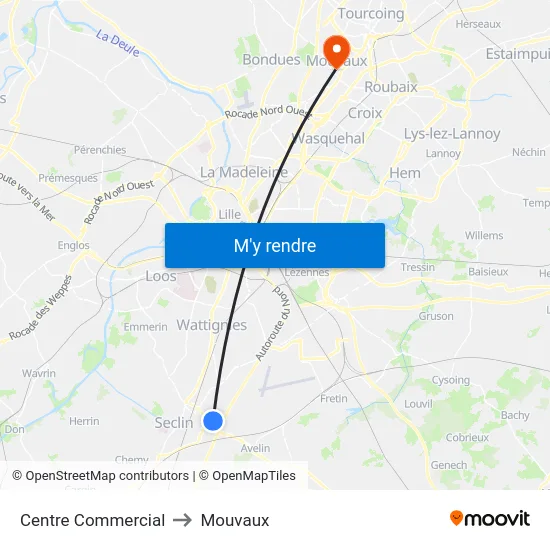 Centre Commercial to Mouvaux map