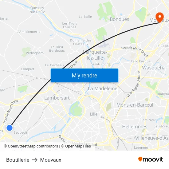 Boutillerie to Mouvaux map